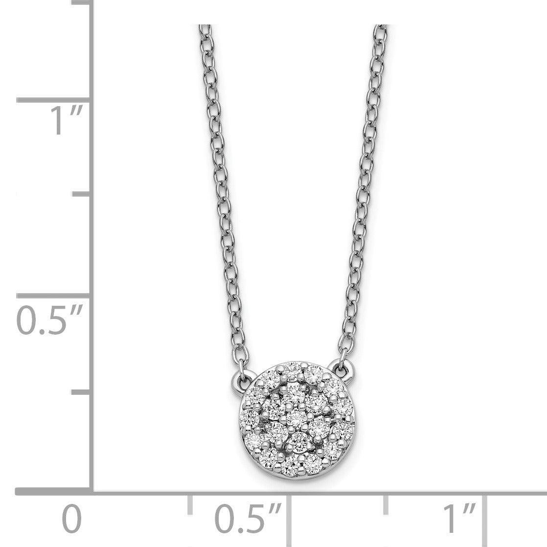 14k White Gold 1/5 carat Diamond Halo Cluster 18 inch Necklace
