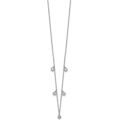 14k White Gold 3/8 carat Diamond Bezel-set Dangles 5-station 18 inch Necklace