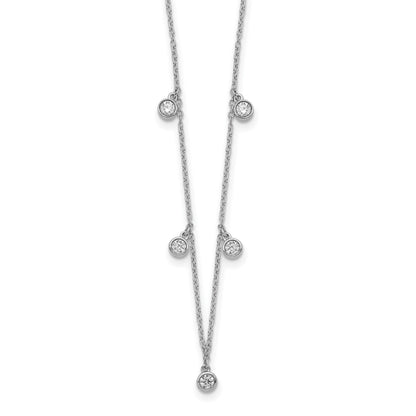 14k White Gold 3/8 carat Diamond Bezel-set Dangles 5-station 18 inch Necklace