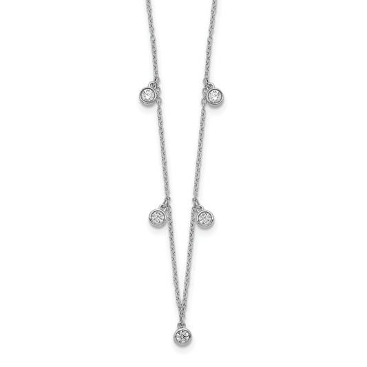 14k White Gold 3/8 carat Diamond Bezel-set Dangles 5-station 18 inch Necklace