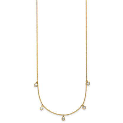 14k Polished 3/8 carat Diamond Bezel-set Dangles 5-station 18 inch Necklace