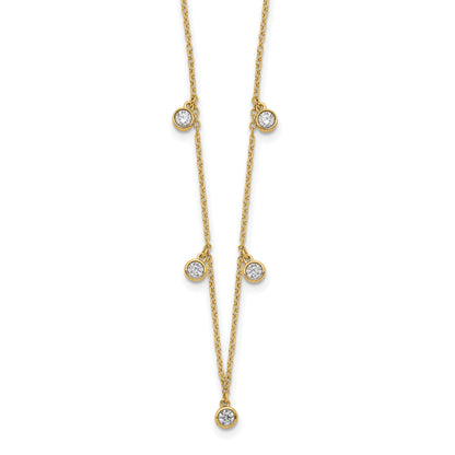 14k Polished 3/8 carat Diamond Bezel-set Dangles 5-station 18 inch Necklace