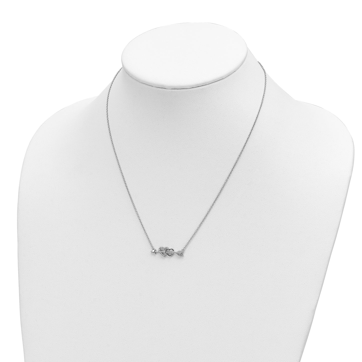 14k Two-tone 1/20 carat Diamond Hearts on Arrow 18 inch Necklace