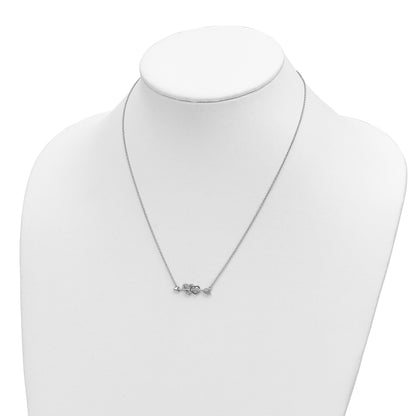 14k Two-tone 1/20 carat Diamond Hearts on Arrow 18 inch Necklace