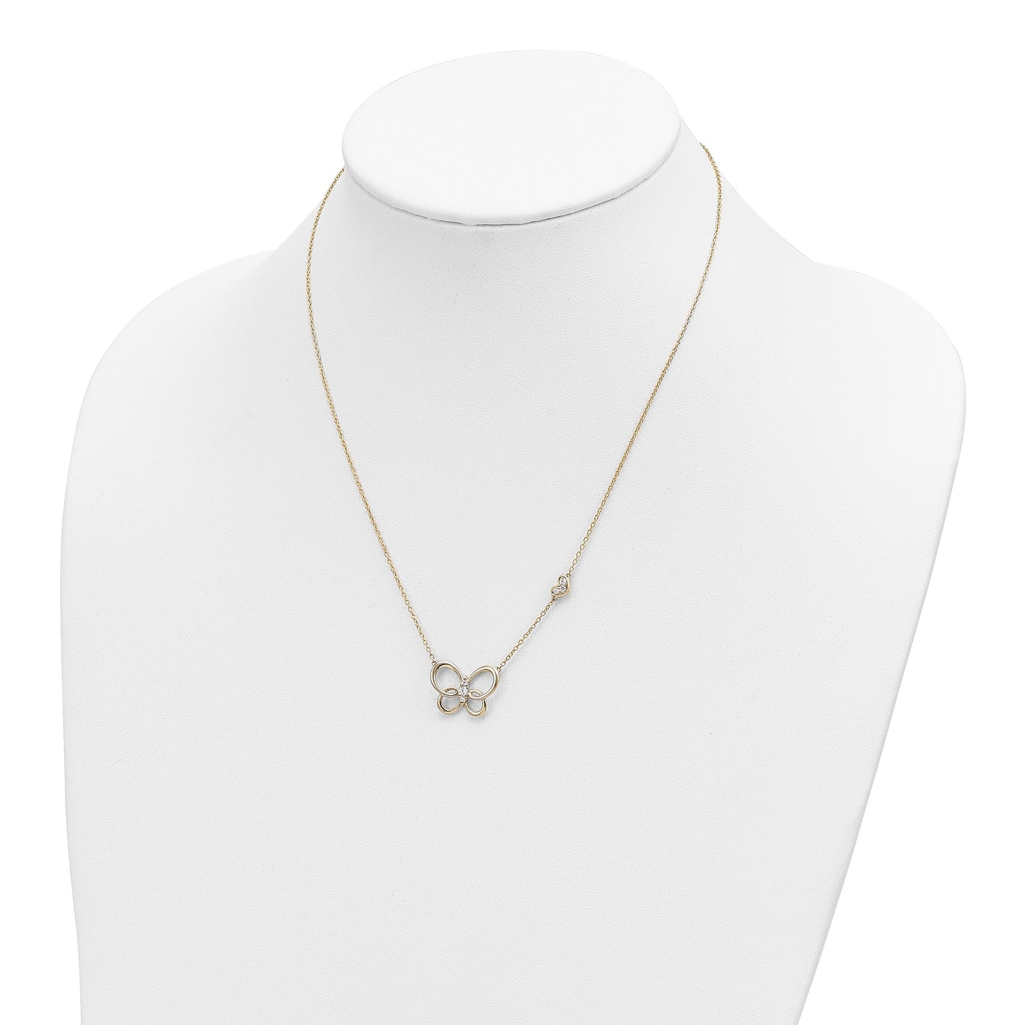14k Polished 1/6 carat Diamond Butterfly 18 inch Necklace