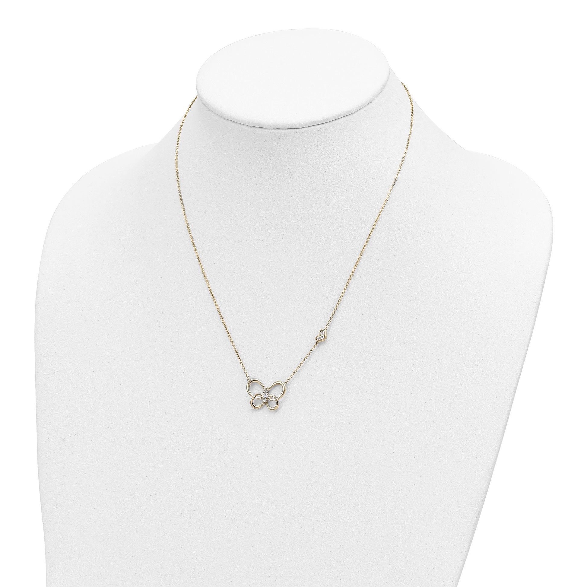14k Polished 1/6 carat Diamond Butterfly 18 inch Necklace