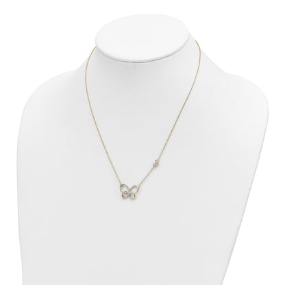 14k Polished 1/6 carat Diamond Butterfly 18 inch Necklace