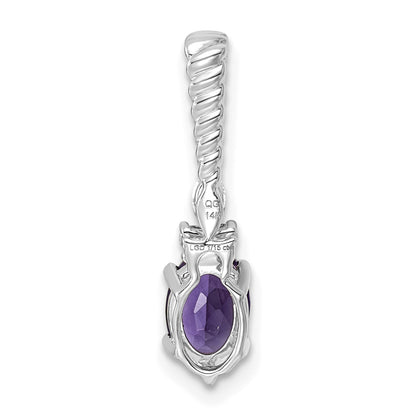 14K White Gold Diamond and 7x5 Oval February/Amethyst Twisted Chain Slide