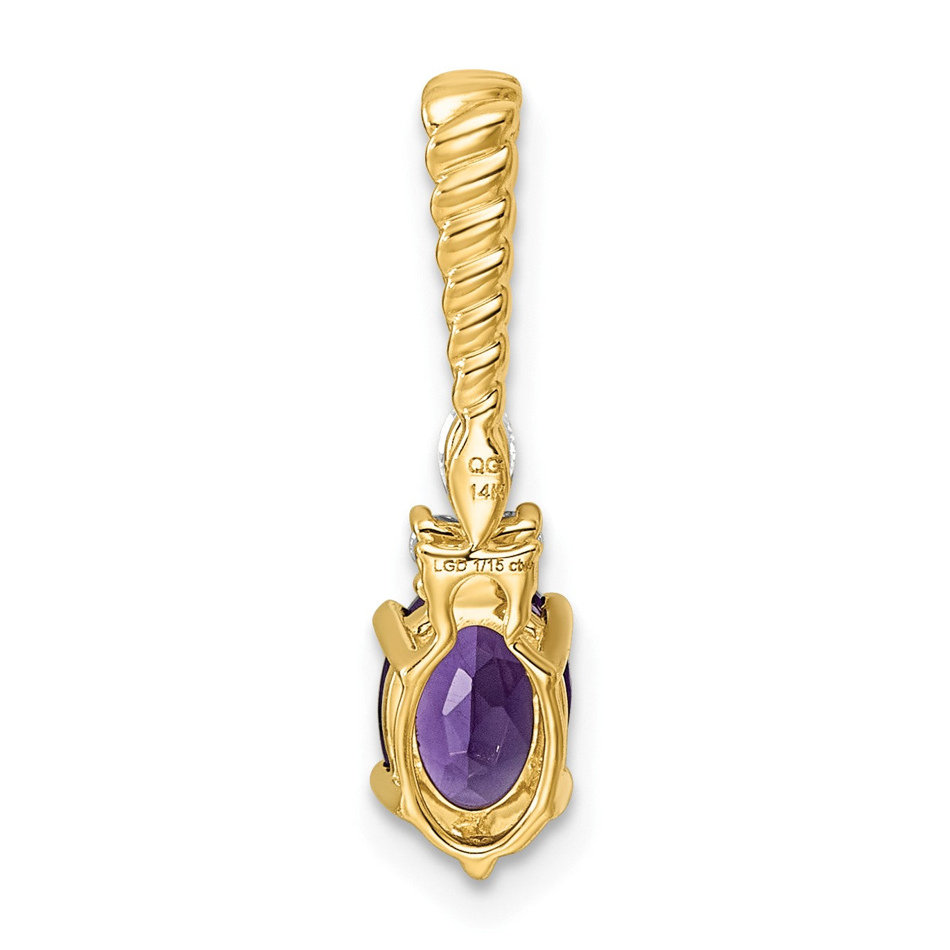 14K Diamond and 7x5 Oval February/Amethyst Twisted Chain Slide