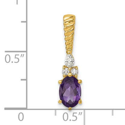 14K Diamond and 7x5 Oval February/Amethyst Twisted Chain Slide