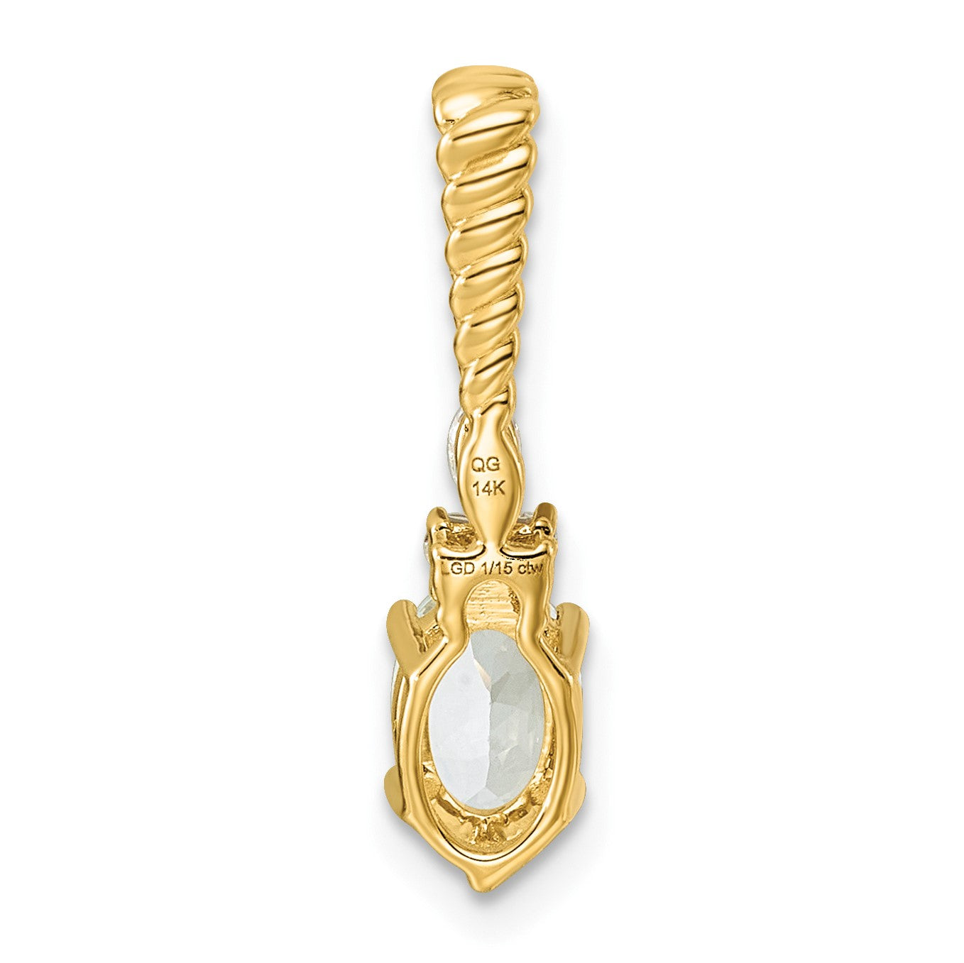 14K Diamond and 7x5 Oval March/Aquamarine Twisted Chain Slide