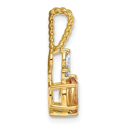 14K Diamond and 7x5 Oval November/Citrine Twisted Chain Slide