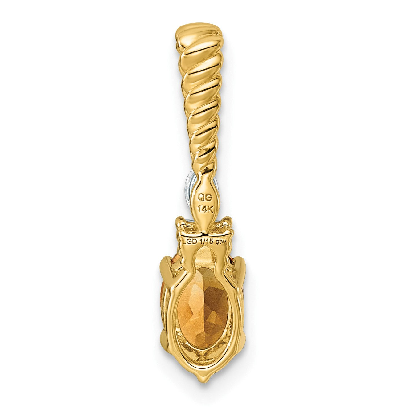 14K Diamond and 7x5 Oval November/Citrine Twisted Chain Slide