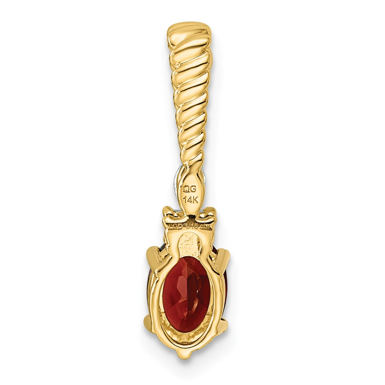 14K Diamond and 7x5 Oval January/Garnet Twisted Chain Slide