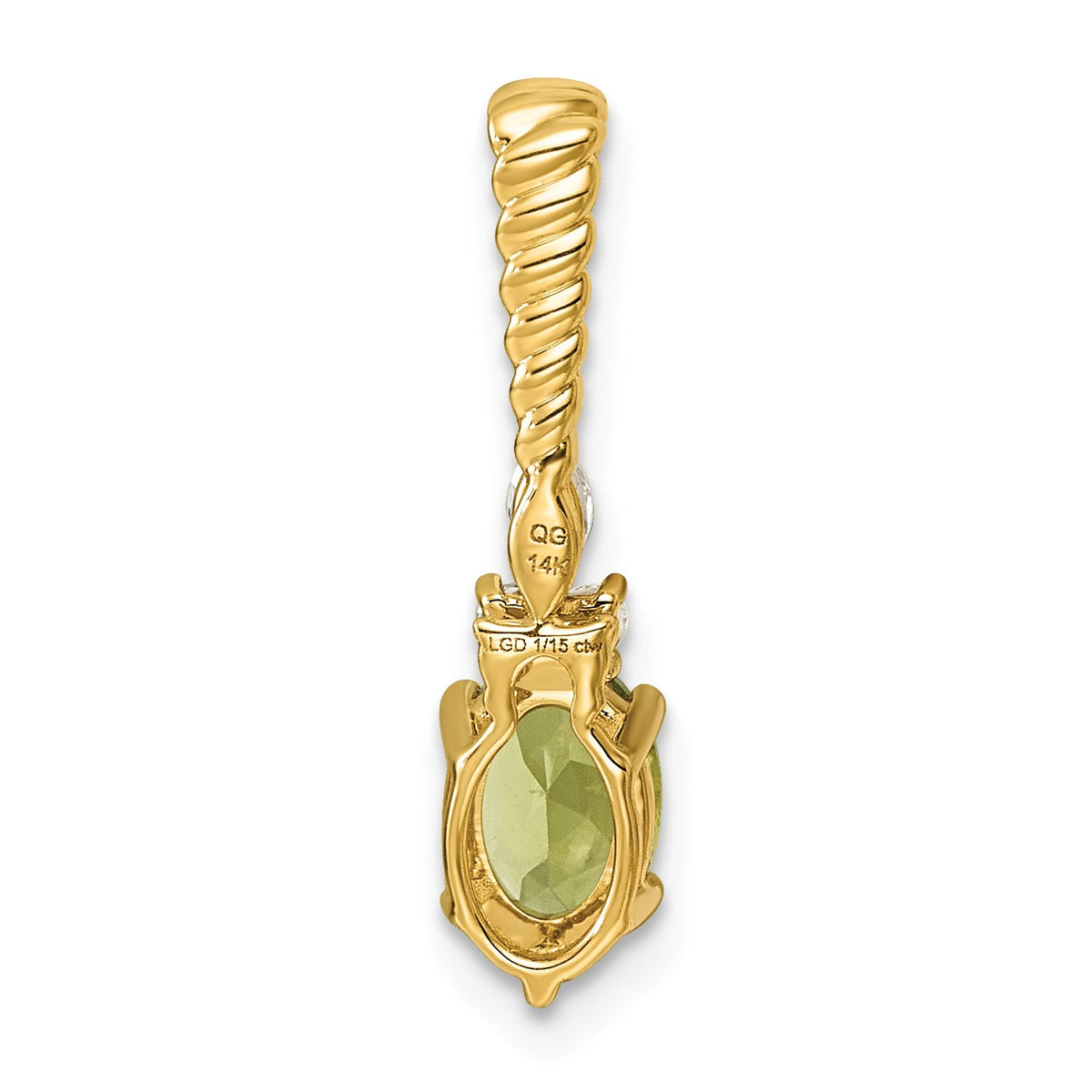14K Diamond and 7x5 Oval August/Peridot Twisted Chain Slide