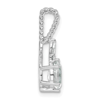 14K White Gold Diamond and 7x5 Oval April/White Topaz Twisted Chain Slide