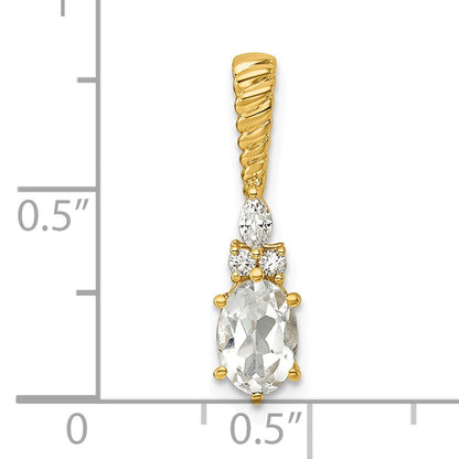 14K Diamond and 7x5 Oval April/White Topaz Twisted Chain Slide
