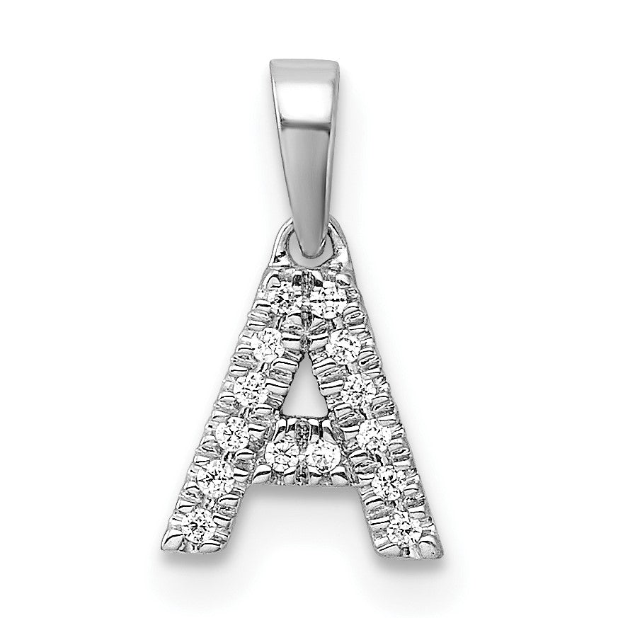 14K White Gold Diamond Letter A Initial with Bail Pendant