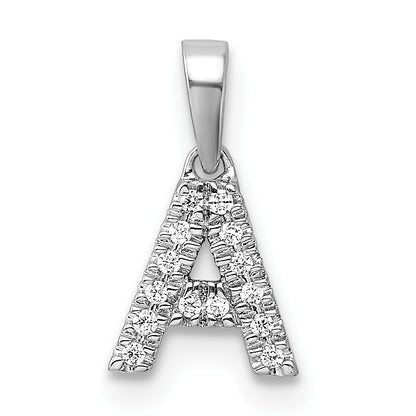 14K White Gold Diamond Letter A Initial with Bail Pendant