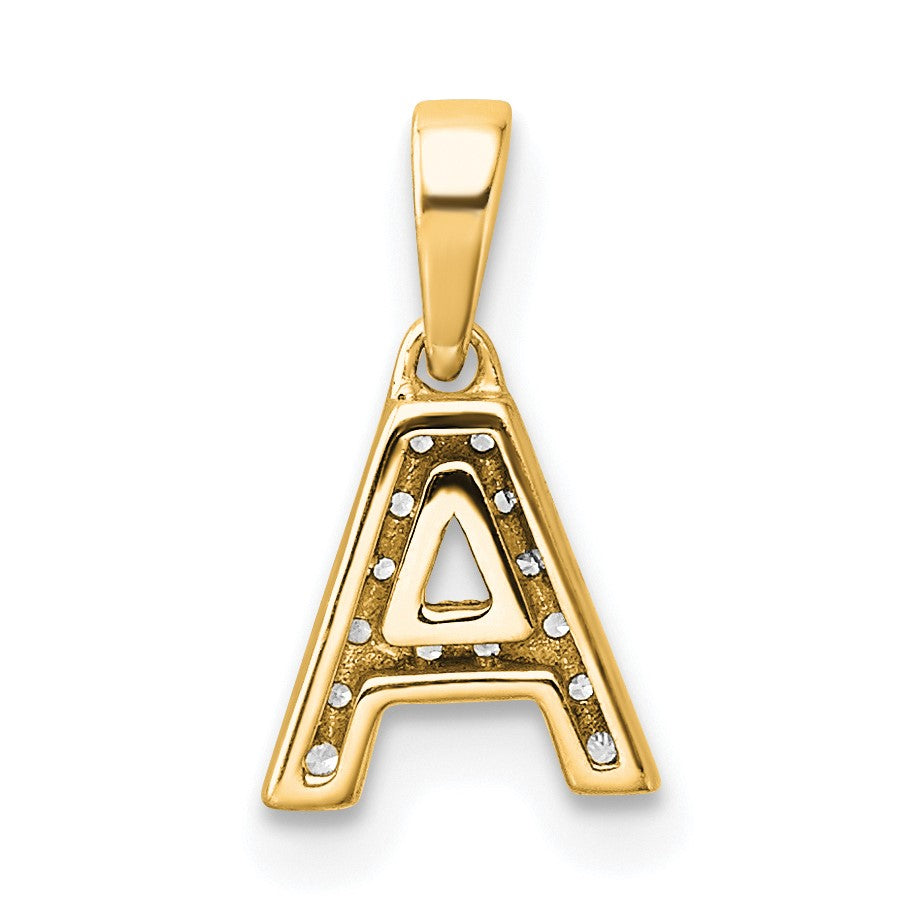 14K  Diamond Letter A Initial with Bail Pendant