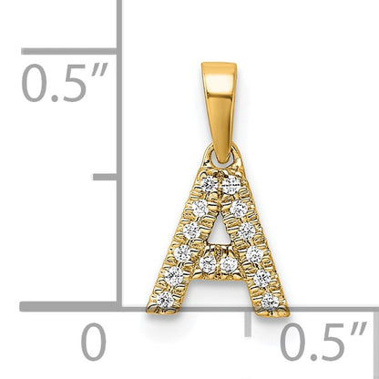 14K  Diamond Letter A Initial with Bail Pendant