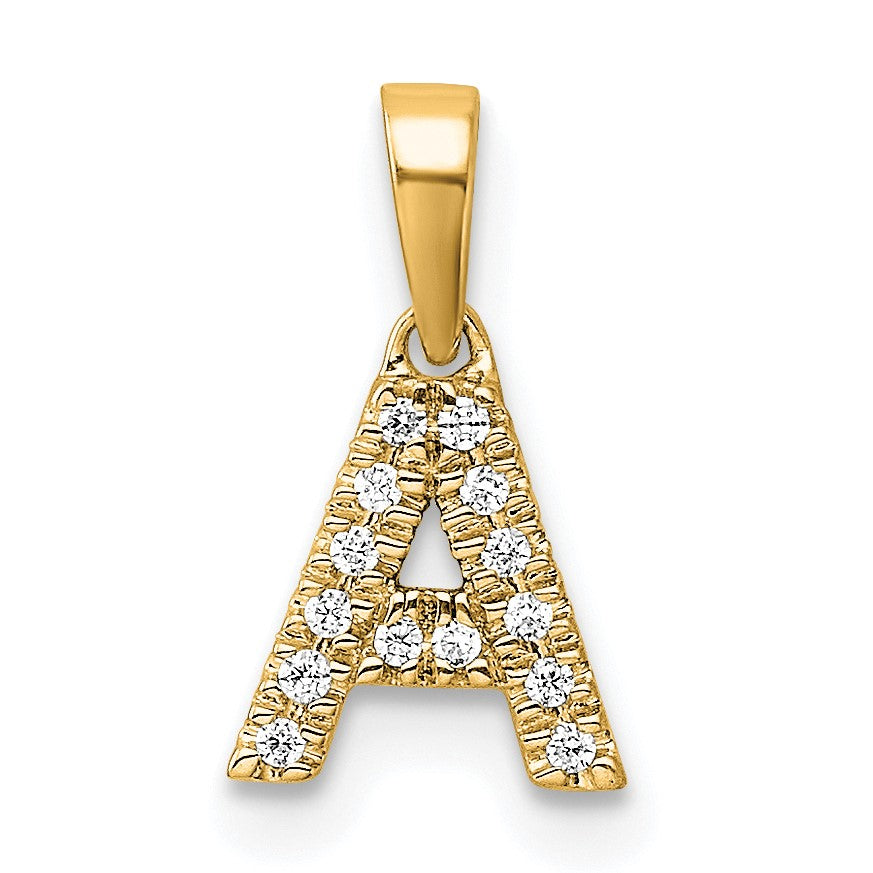 14K  Diamond Letter A Initial with Bail Pendant