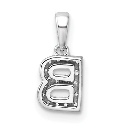 14K  White Gold Diamond Letter B Initial with Bail Pendant