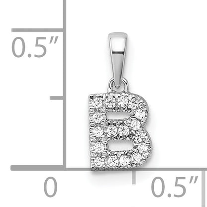 14K  White Gold Diamond Letter B Initial with Bail Pendant