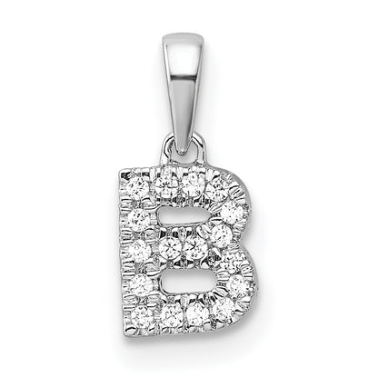 14K  White Gold Diamond Letter B Initial with Bail Pendant
