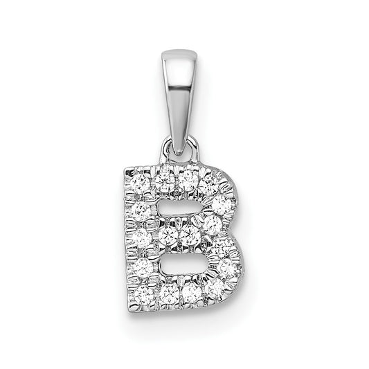 14K  White Gold Diamond Letter B Initial with Bail Pendant