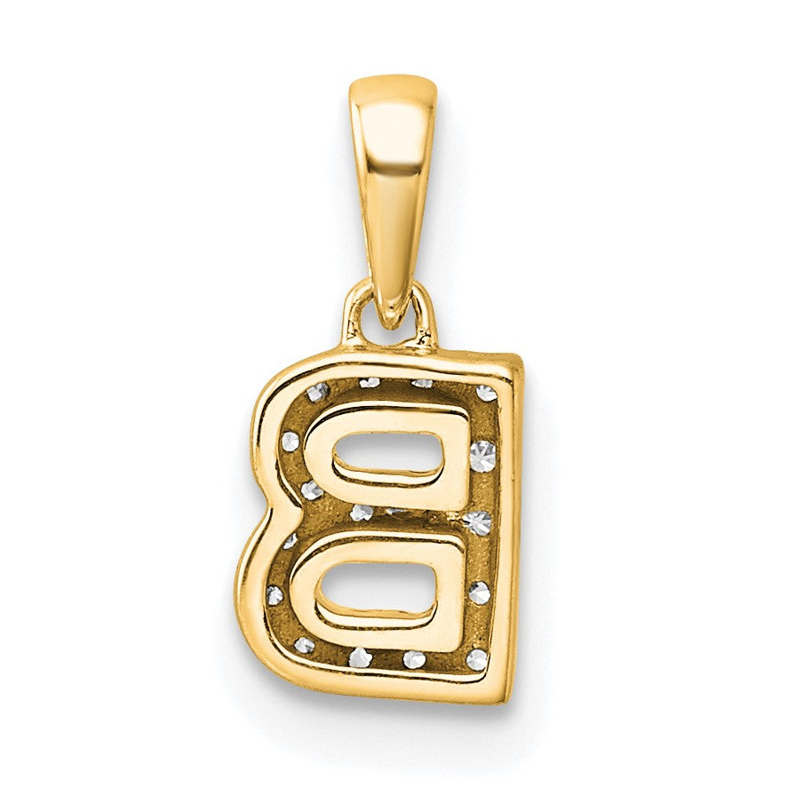 14K  Diamond Letter B Initial with Bail Pendant