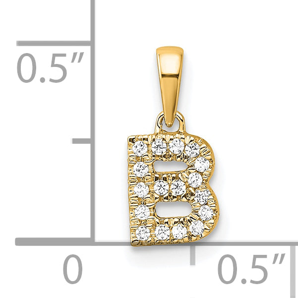 14K  Diamond Letter B Initial with Bail Pendant