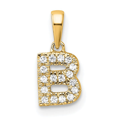 14K  Diamond Letter B Initial with Bail Pendant