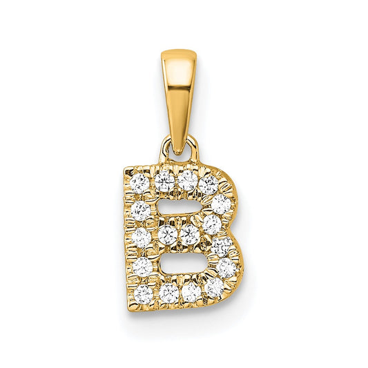 14K  Diamond Letter B Initial with Bail Pendant