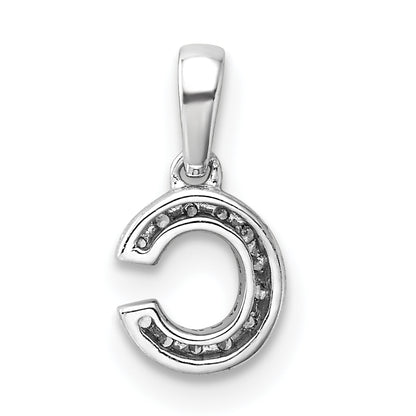 14K  White Gold Diamond Letter C Initial with Bail Pendant