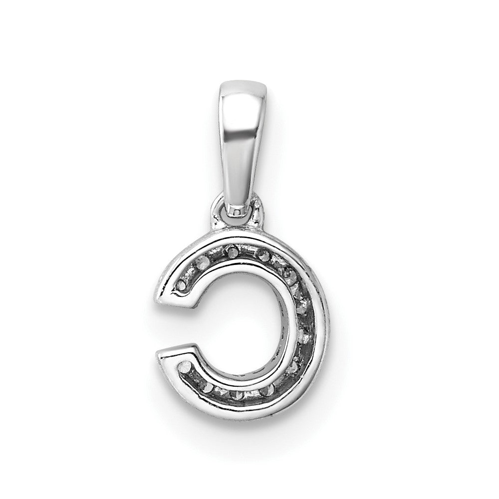 14K  White Gold Diamond Letter C Initial with Bail Pendant