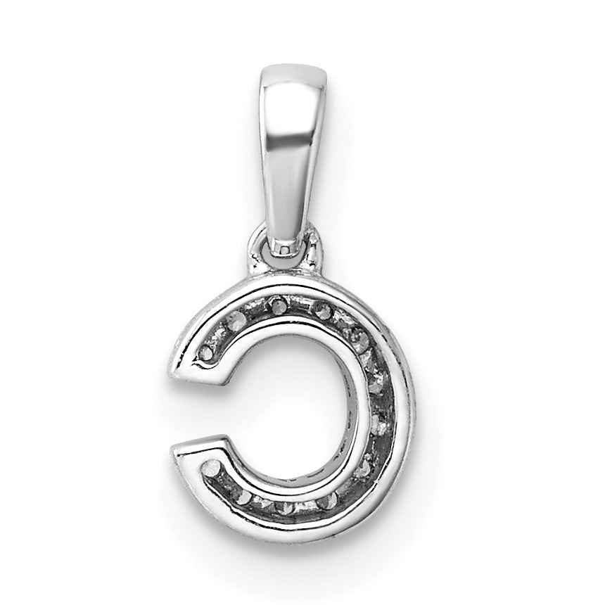 14K  White Gold Diamond Letter C Initial with Bail Pendant