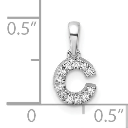 14K  White Gold Diamond Letter C Initial with Bail Pendant