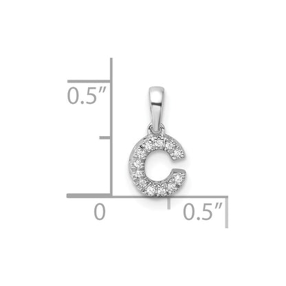 14K  White Gold Diamond Letter C Initial with Bail Pendant