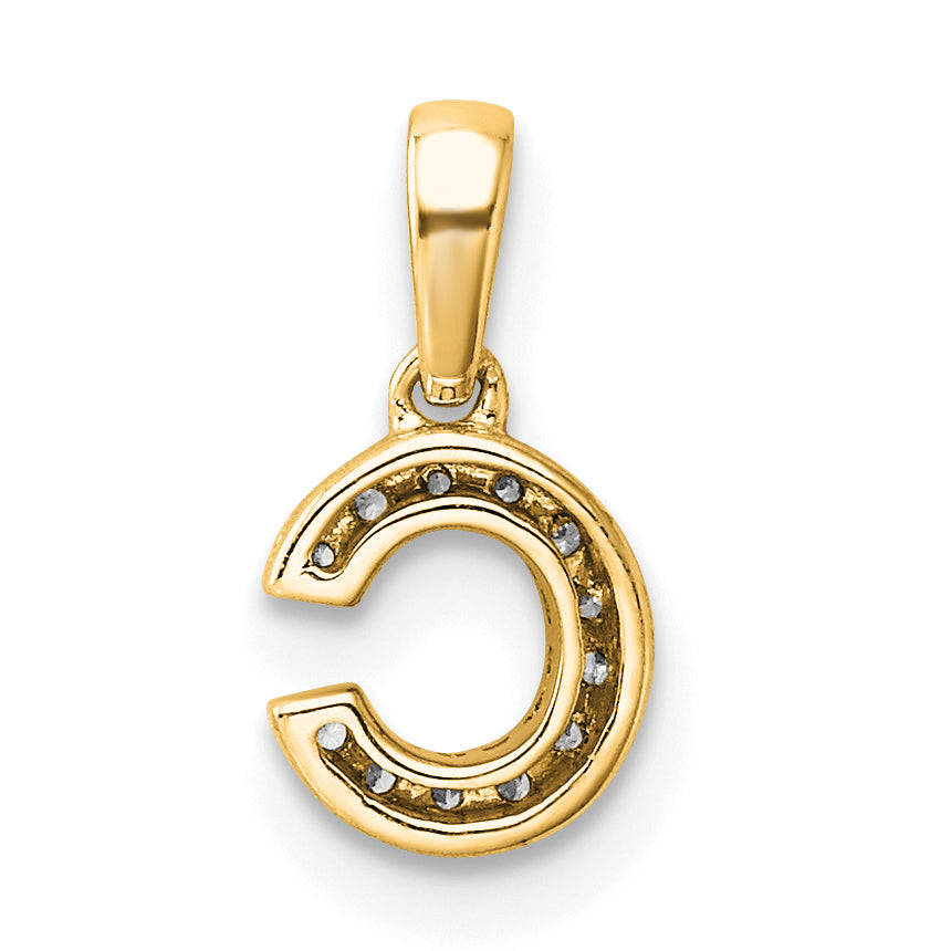 14K  Diamond Letter C Initial with Bail Pendant