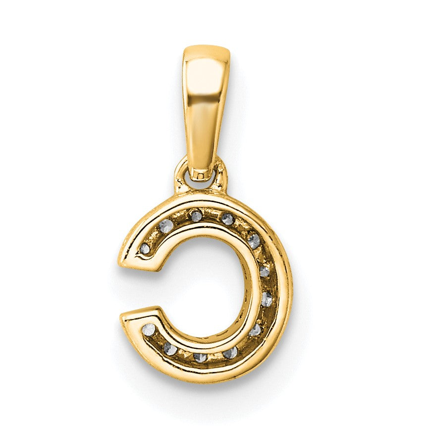 14K  Diamond Letter C Initial with Bail Pendant