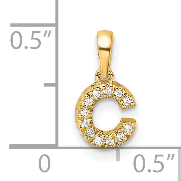 14K  Diamond Letter C Initial with Bail Pendant