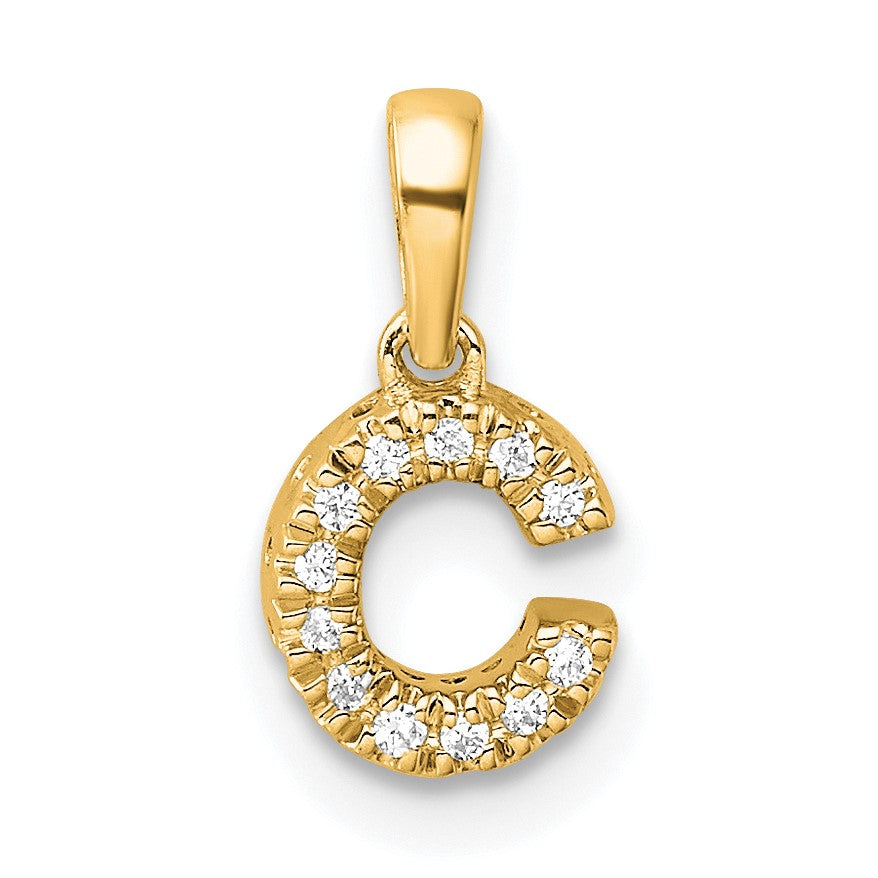 14K  Diamond Letter C Initial with Bail Pendant