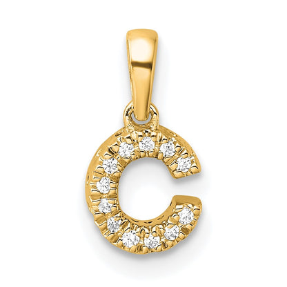 14K  Diamond Letter C Initial with Bail Pendant