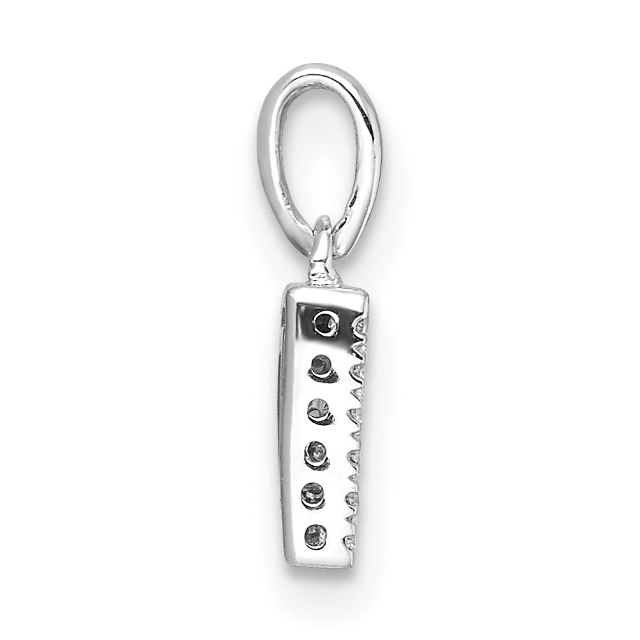 14K  White Gold Diamond Letter D Initial with Bail Pendant