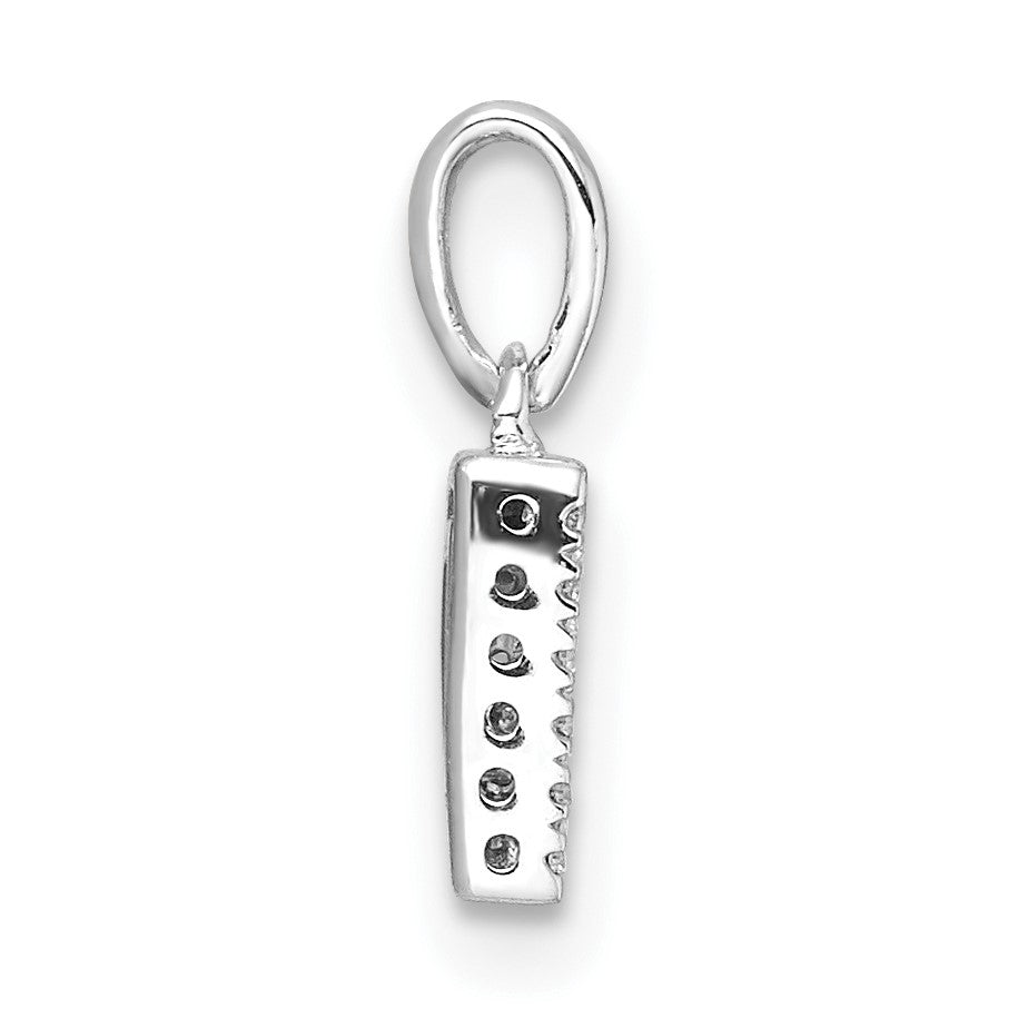 14K  White Gold Diamond Letter D Initial with Bail Pendant