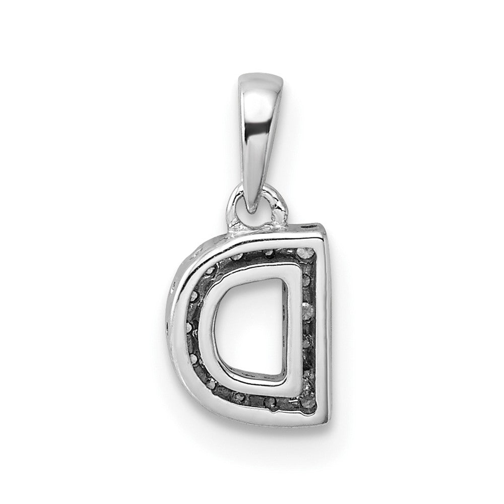 14K  White Gold Diamond Letter D Initial with Bail Pendant