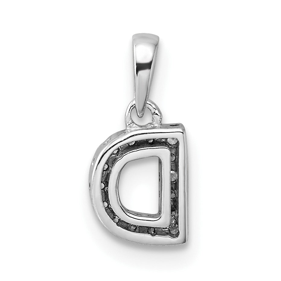 14K  White Gold Diamond Letter D Initial with Bail Pendant
