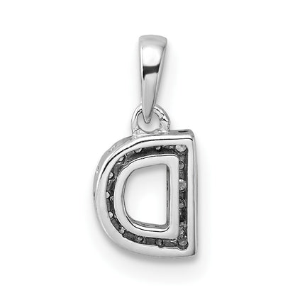 14K  White Gold Diamond Letter D Initial with Bail Pendant