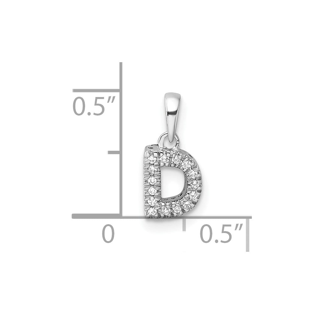 14K  White Gold Diamond Letter D Initial with Bail Pendant